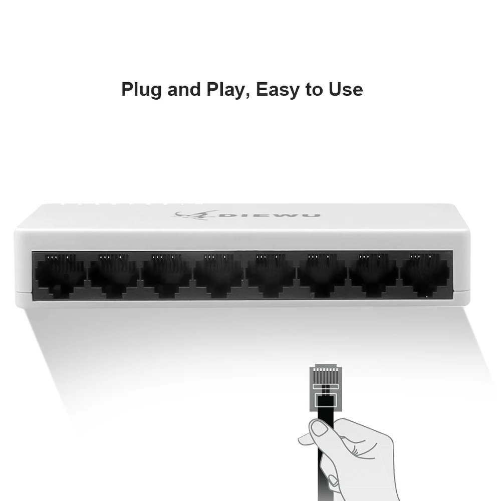 8 Порты и разъёмы Сетевой коммутатор Ethernet POE сетевой 10/100 Мбит/с Настольный