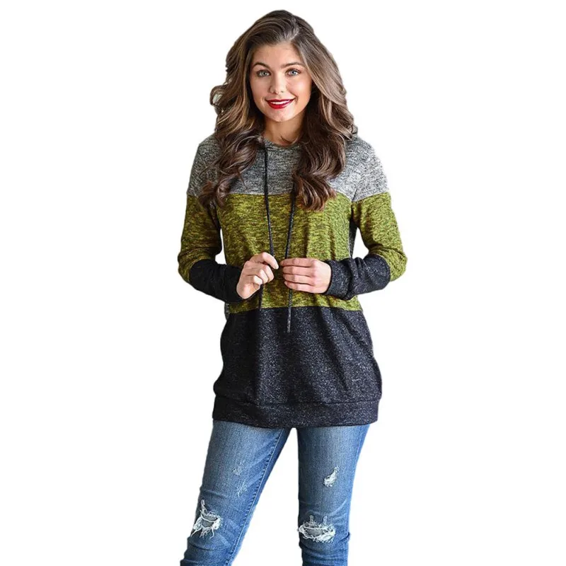 

Autumn Simple Sweatshirt Long Sleeve Cute Patchwork Autumn Hoodies Ladies Hooded Sweatshirts