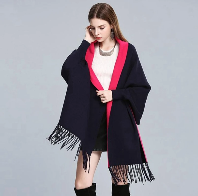 Зимние женские шарфы длинная шаль плотная теплая кисточка одеяло Кашемировое
