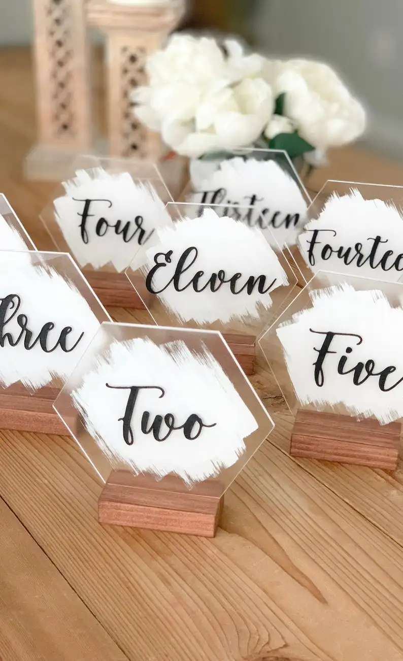 Табличка акриловая окрашенная на заказ шестигранная табличка с номером