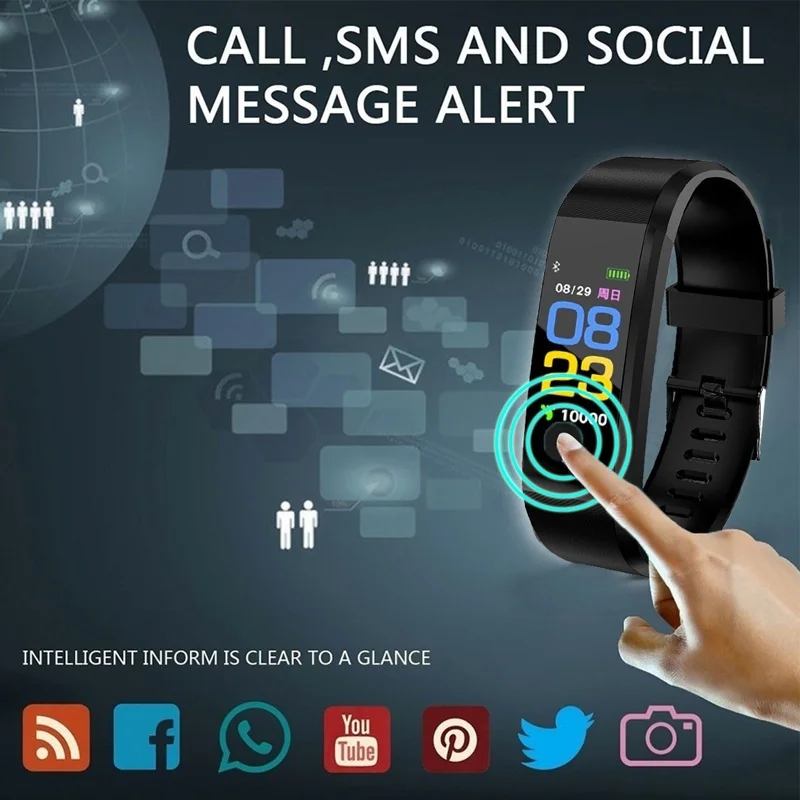 

Dropshipping ID115 Plus Color Screen Smart Bracelet Sports Pedometer Watch Fitness Running Walking Tracker Heart Rate Smart Band