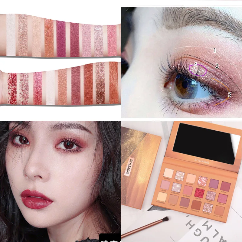 18 цветов прессованные матовые блестящие тени для век Палитра водостойкие