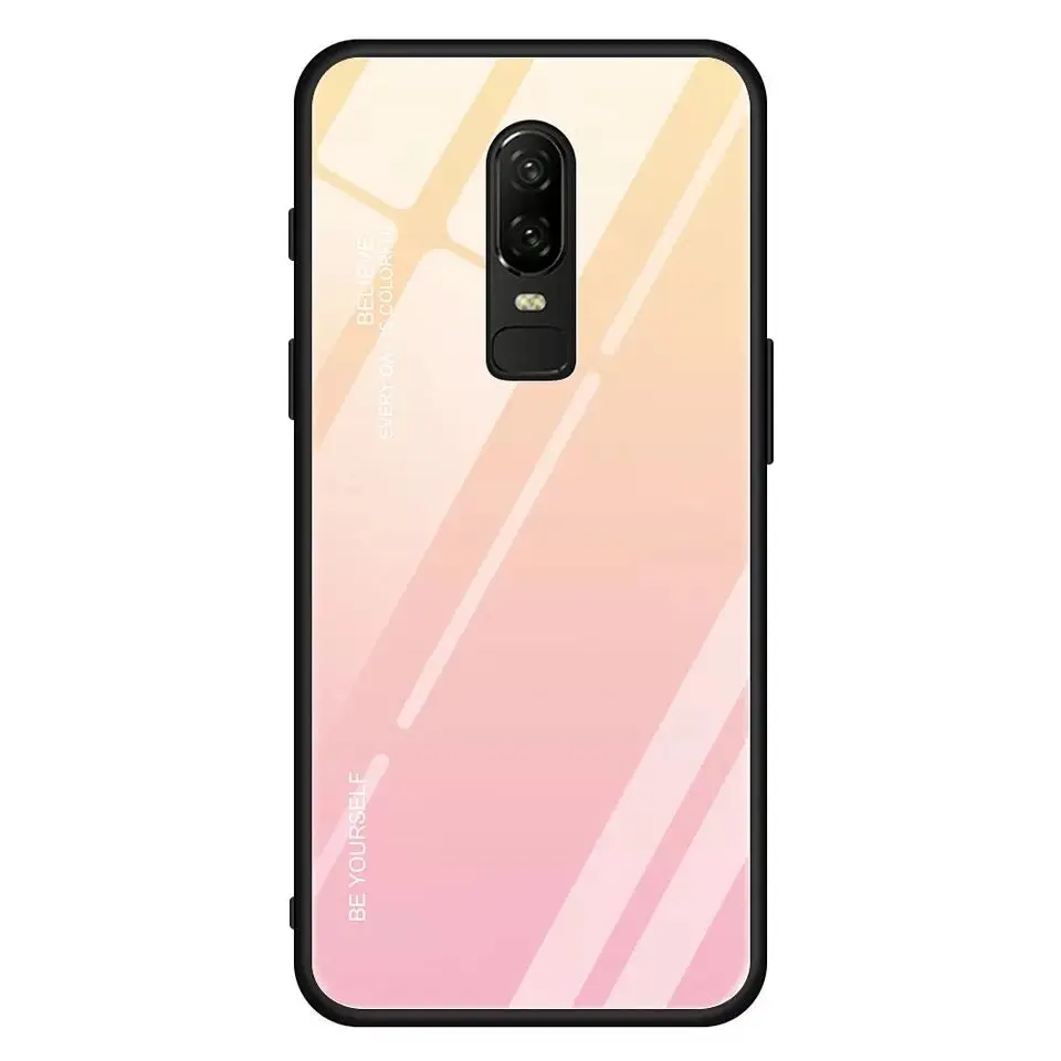 Oneplus 6 6T радужное стекло градиентное закаленное Оригинальная мягкая рамка из ТПУ
