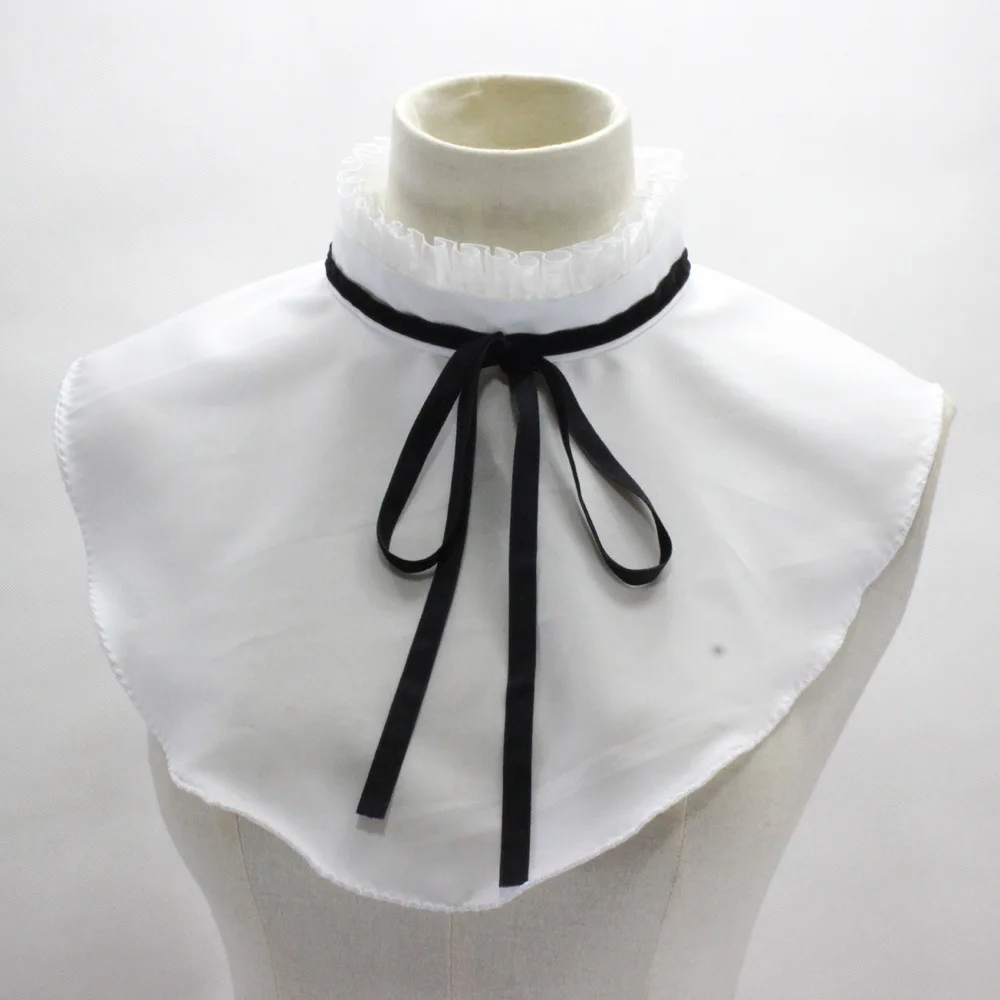 

Fashion Chiffon False Collar Shirts Woman Front Ruffle Fake Collar Detachable Collars for Women Sweater Half Shirt Formal Dress