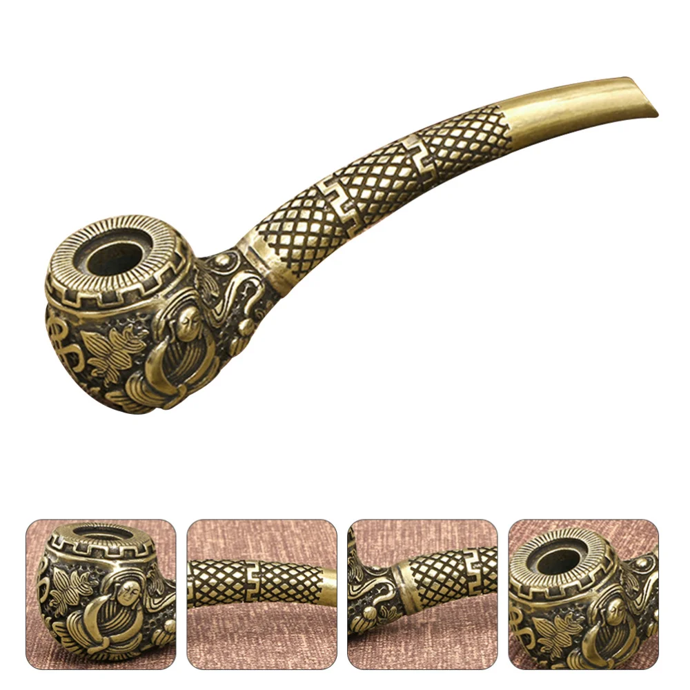 

1 Pc Vintage Brass Decors Exquisite Tobacco Pipe Ornaments Desktop Brass Crafts