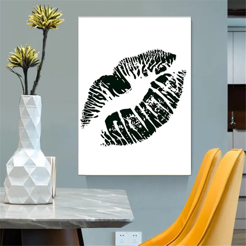 

Fashion Canvas Painting Nordic Wall Art Black Lips Posters and Prints Wall Pictures for Living Room Modern Decoration Home Decor