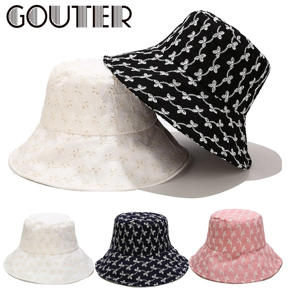 Панама с цветочной вышивкой GOUTER для девочек элегантная дизайнерская летняя