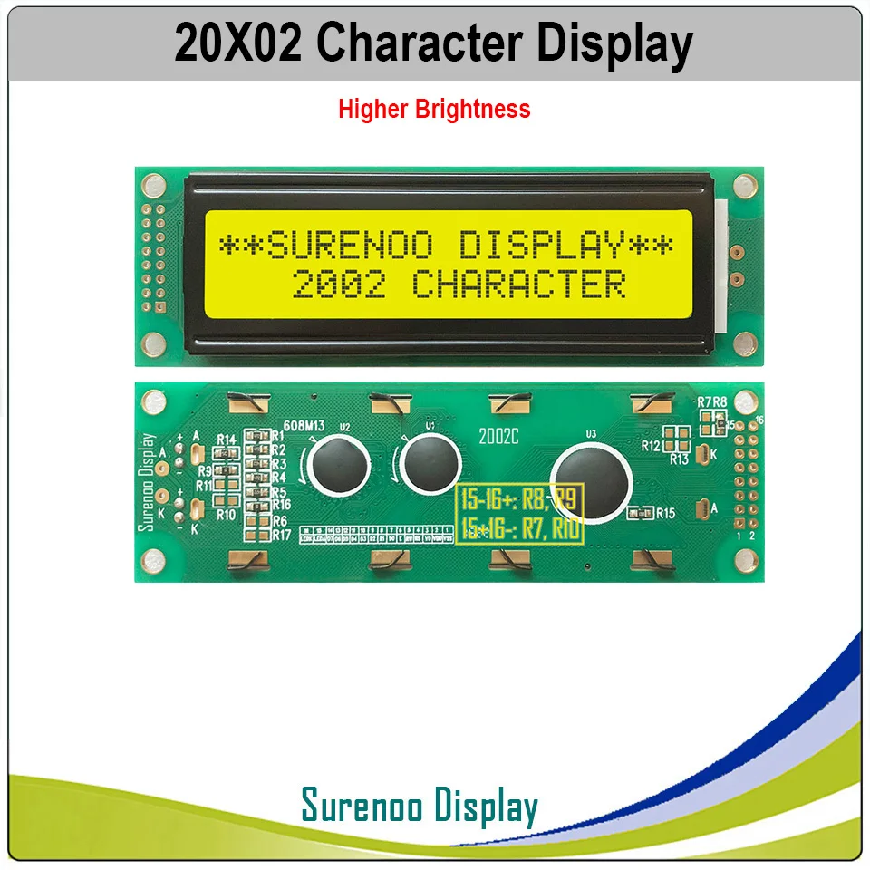 Yellow Green 202 20X2 2002 символьный ЖК-модуль ЖК-дисплей LCM желтый зеленый синий с более высокой яркостью светодиодный подсветка - Цвет: Yellow Green