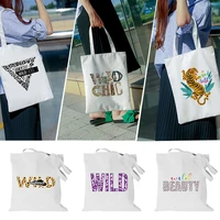 shopping bag women all match series pattern handbag foldable reusable cloth shopper harajuku style bag student canvas tote bag