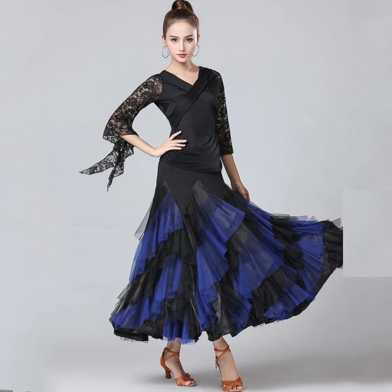 Latin dance ballroom modern competition dress and skirt short sleeves practice clothing | Тематическая одежда и униформа