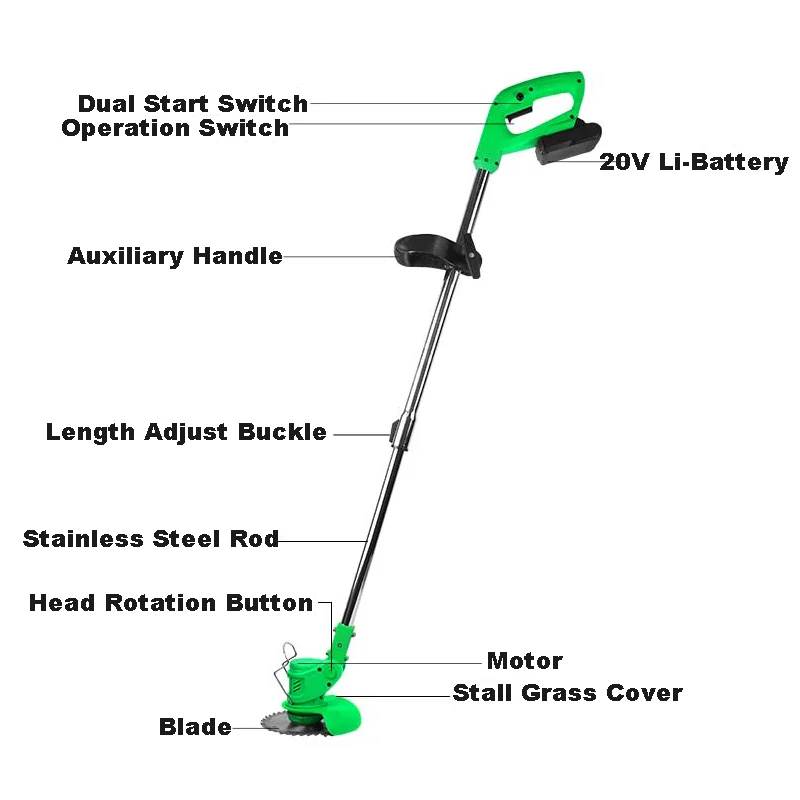 

Cordless Grass TrImmer Grass Cutter Battery Hedge Trimmer Lawn Mower Garden Tools