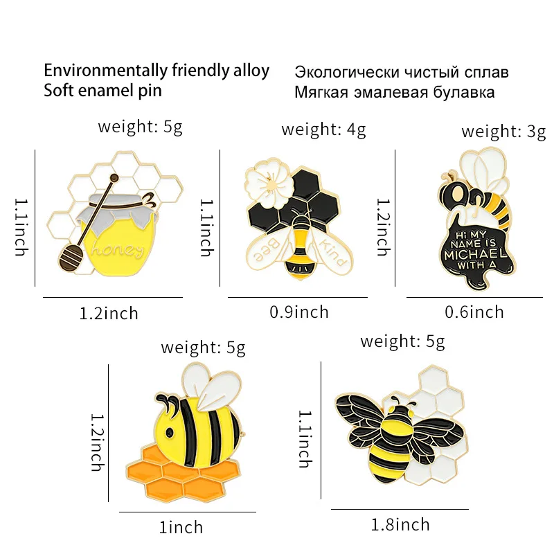 

Lovely Bee Enamel Pin Custom Honeycomb Honey Jar Bee Brooches Bag Lapel Pin Cartoon Badge Jewelry Gift For Kids Friends