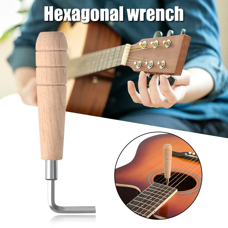 

4mm Truss Rod Wrench Guitar Adjust Hexagonal Wrench with Wooden Handle Mandolin Ukulele Guitar Accessories SDF-SHIP