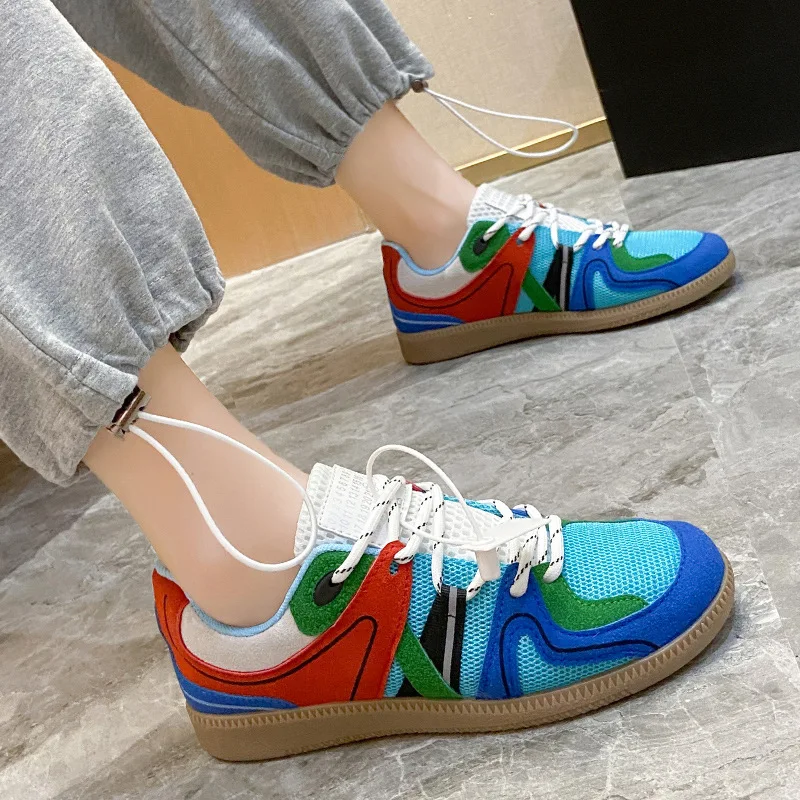 

Women Casual Shoes Vintage German Training Shoes Women Sports Shoes Lace-up Genuine Leather Sneakers Female Skateboard Shoes
