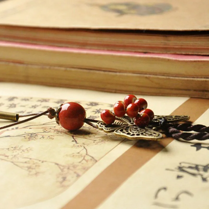 Модные очаровательные керамические красные круглые бусины ожерелье в