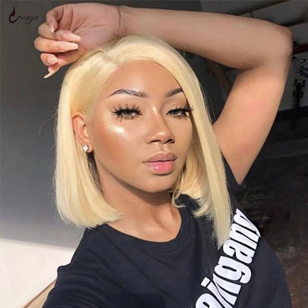 13x4 Blonde Bob Wig 613 Blonde Lace Front Wig Human Hair Straight Short Bob Wig 613 Lace Frontal Wig Transparent Lace Wigs