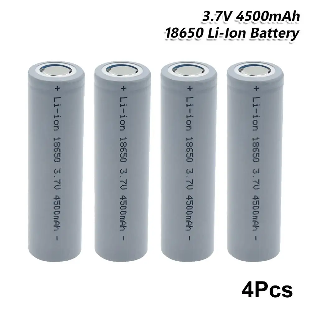 

YCDC 4Pcs 18650 Lithium Battery 3.7v 4500mah Li-ion Battery Rechargeable For Torch RC Toy Headlamp Flashlight Power Bank