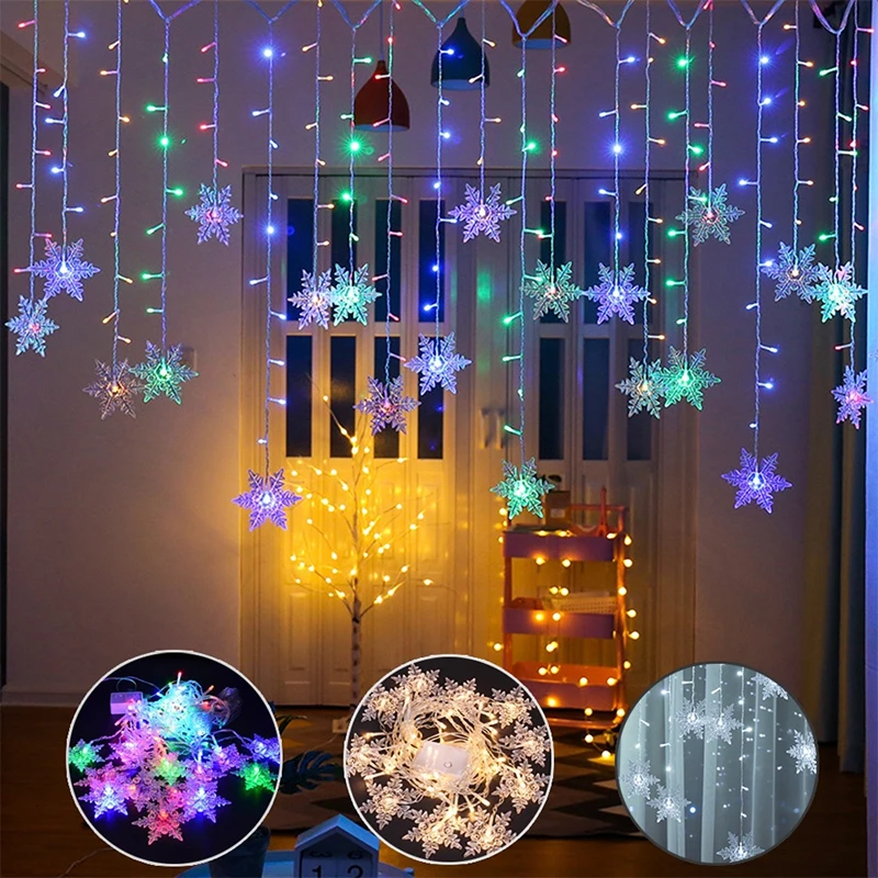 

Durable Snowflake String Lights 8 Modes Wedding Neon Lantern Party Decoration 96 Leds 3.5M Waterproof Garden Outdoor