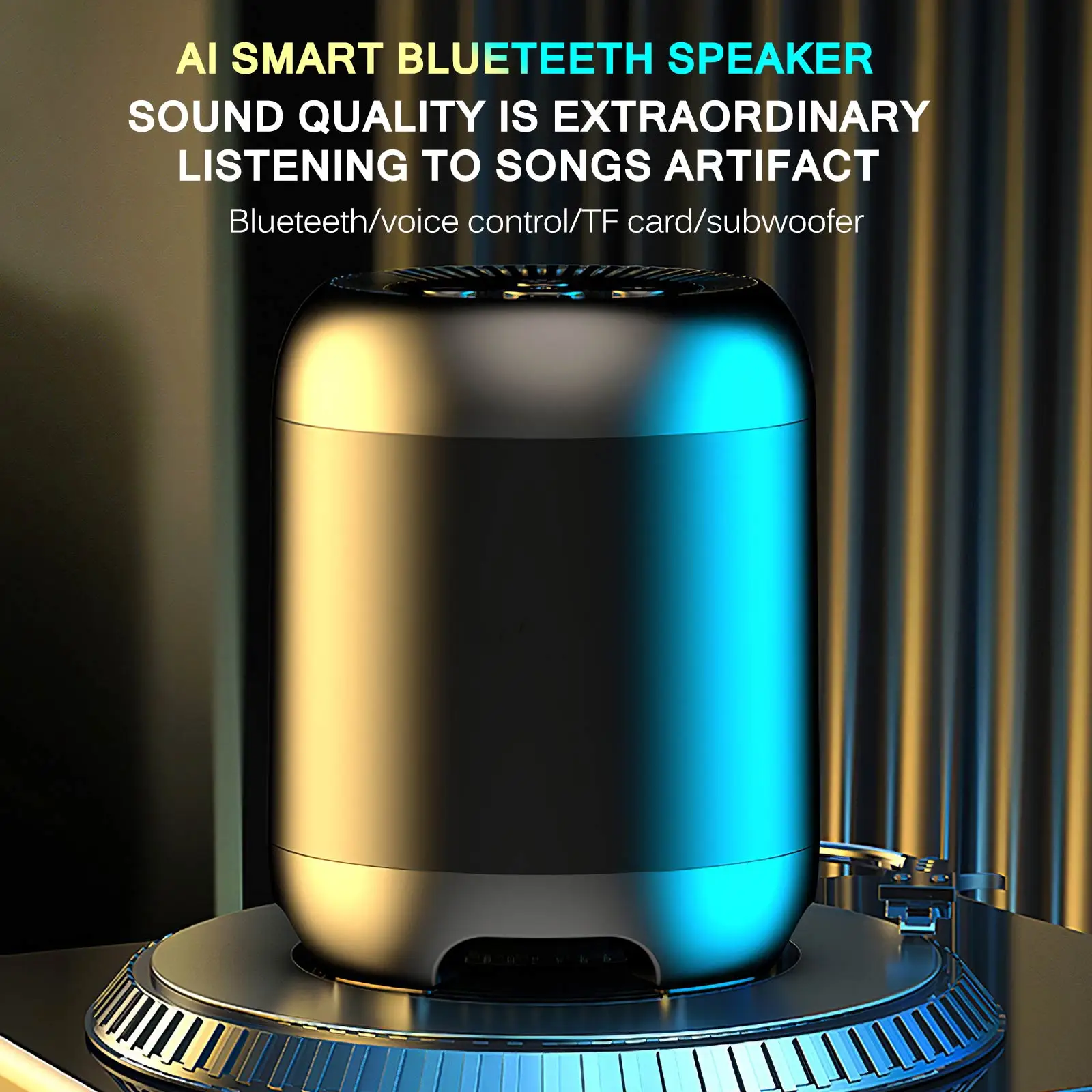 

Mini Portable Wireless 5.0 Speaker Sports Loudspeaker For Sports Party AI Mini Smart Column Stereo Surround Soundbar Outdoor