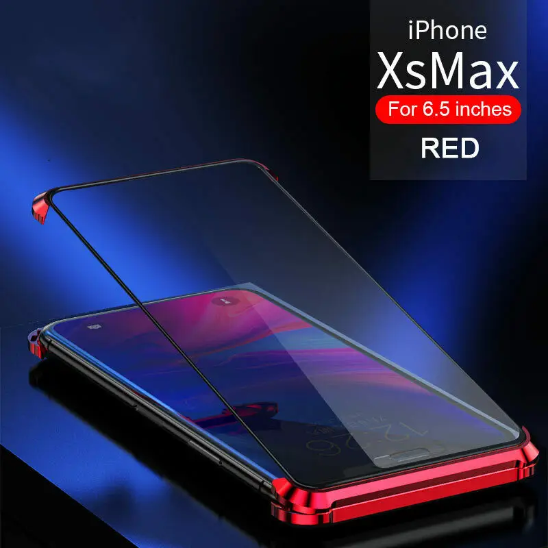 RED Бескаркасное двухстороннее закаленное стекло чехол для iPhone 10 6 6s 7 8 Plus XS Max XR X 8 Plus Магнитная Адсорбция металлический бампер крышка - Цвет: RED