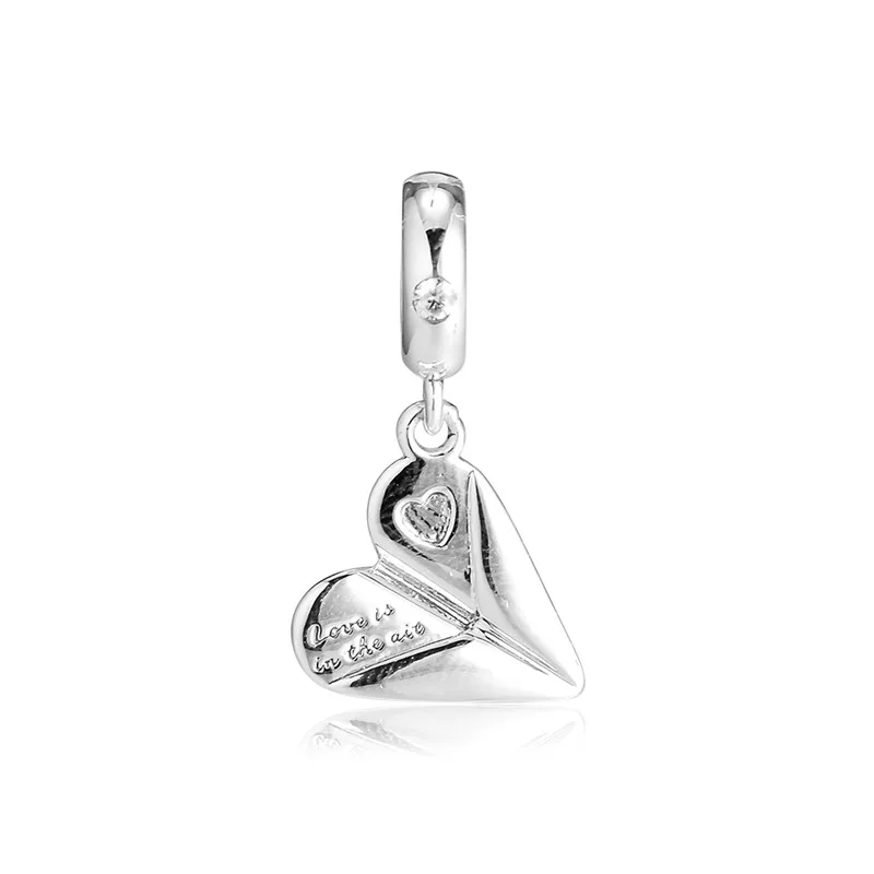 

Fits European Charm Bracelets Heart Paper Plane Hanging Charm Sterling Silver Jewelry For Woman Beads For Jewelry Making