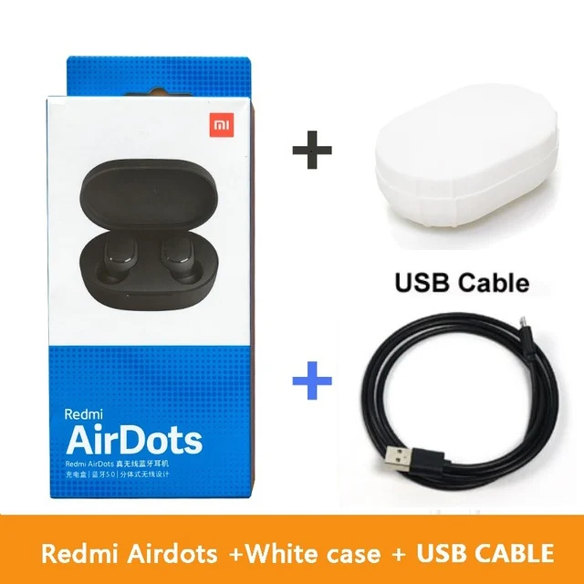 Add Cable Green Case Горячие Xiaomi Redmi AirDots беспроводные наушники bluetooth управление языком Автоматическое Сопряжение мини смарт-гарнитуры - Цвет: Add Cable Green Case