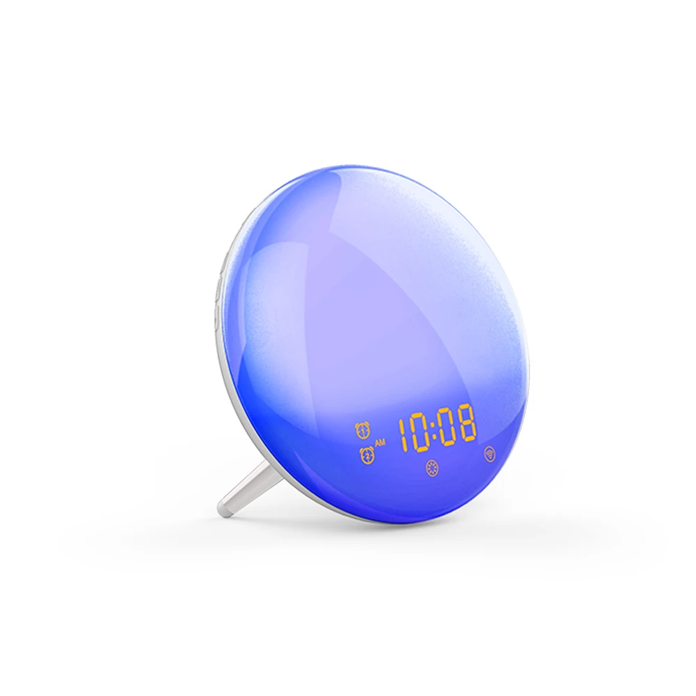 Wake Alarm Clock 7 Colors Alexa Phone App Control Smart Up Light Digital Night FM Radio Music Dimmable Voice Lamp | Дом и сад