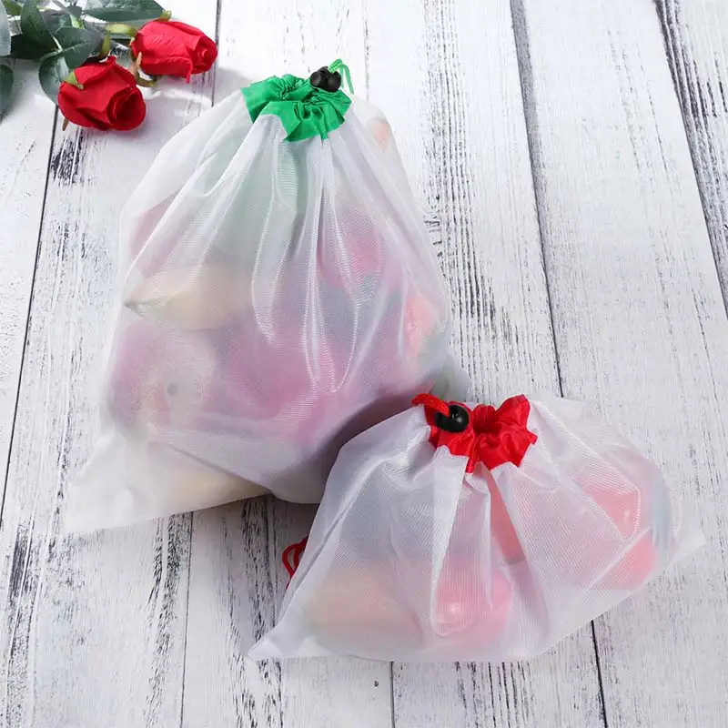 

12 Pcs Reusable Vegetable Fruit Mesh Produce Bags Colorful Washable Eco-Friendly Bags for Storage Toys Sundries