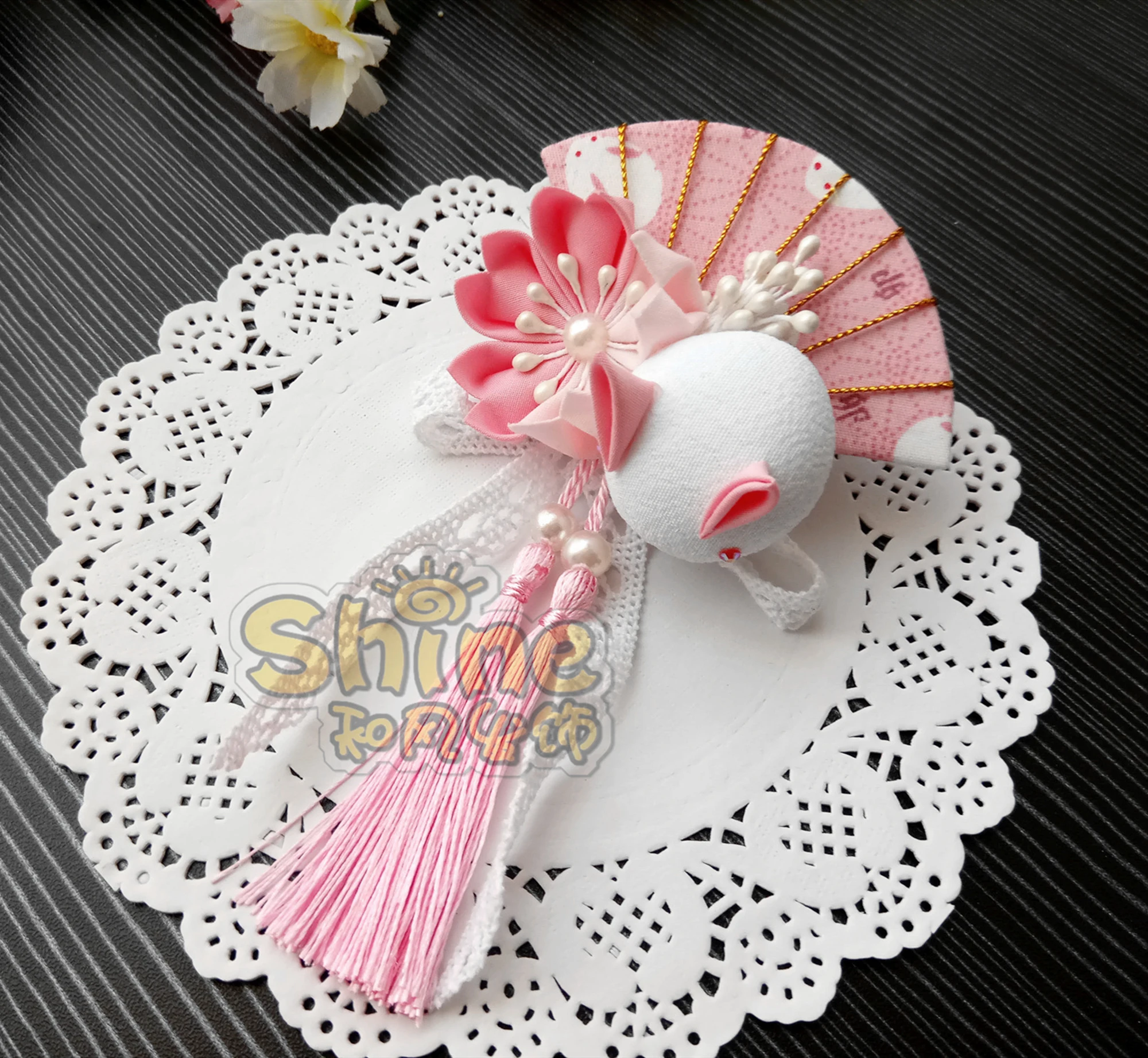 Шпилька для волос ручной работы в древнем стиле аксессуары косплея Kanzashi розовый