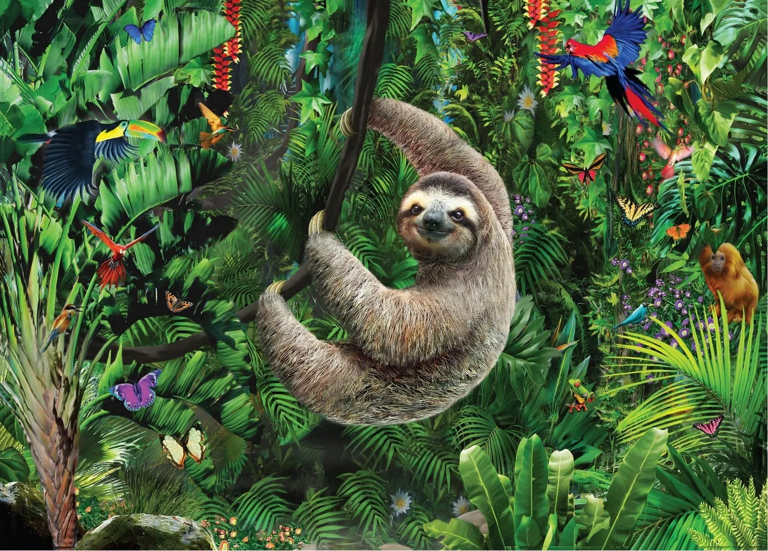 

JMINE Div 5D Sloth Tropical Rainforest Leaves Full Diamond Painting cross stitch kits art Animal 3D paint by diamonds