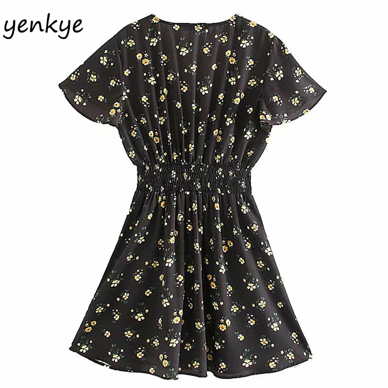 Женское платье с цветочным принтом Летнее мини-платье трапециевидной формы