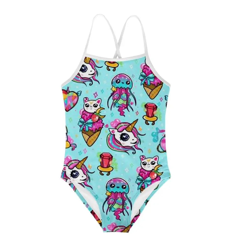 Слитные купальники HYCOOL с рисунком мороженого единорога лошади летняя одежда для