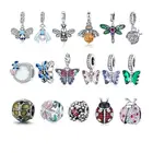 bamoer шармы изготовления из серебра 925 пробы,милая пчелка,бабочка,божья коровка,шармы-подвески для браслетов и ожерелий, изящное ювелирное изделие подарков