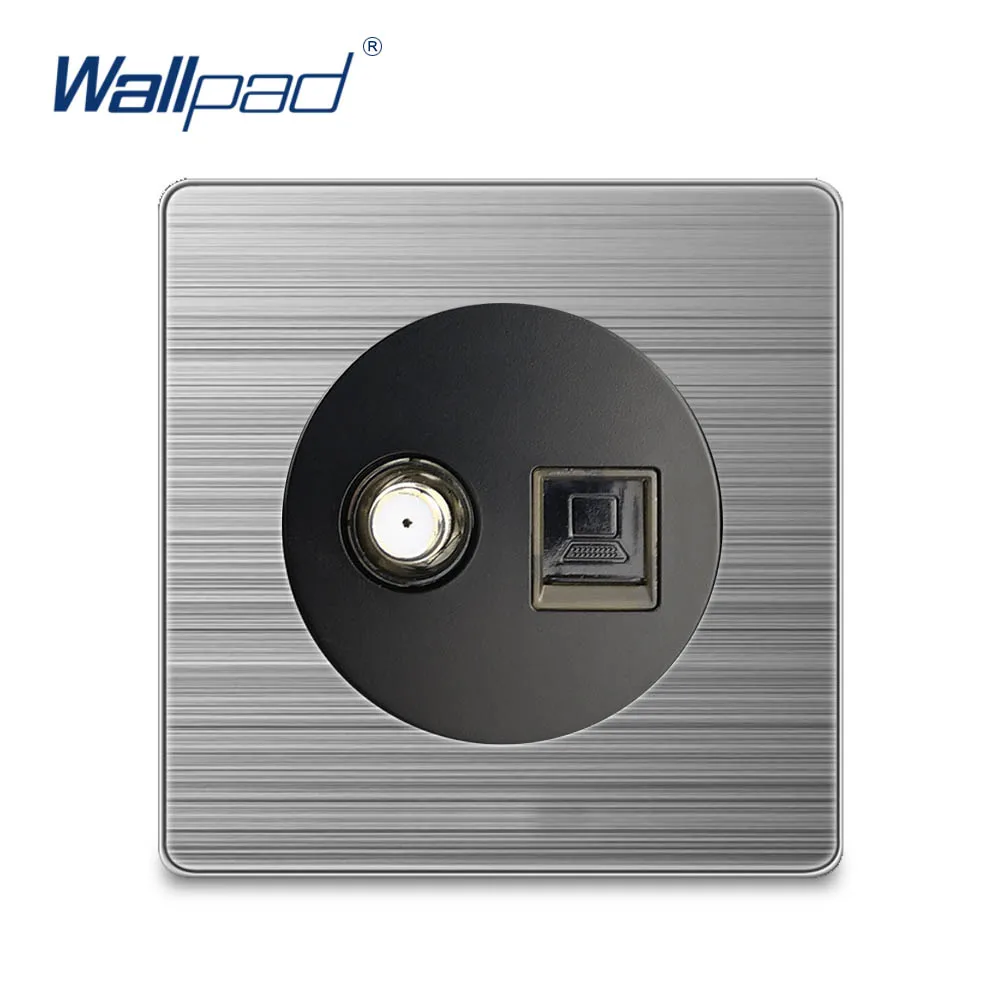 Настенная розетка Wallpad 2020 SAT DATA Satellite Com Ethernet RJ45 CAT6 электрическая серебристая