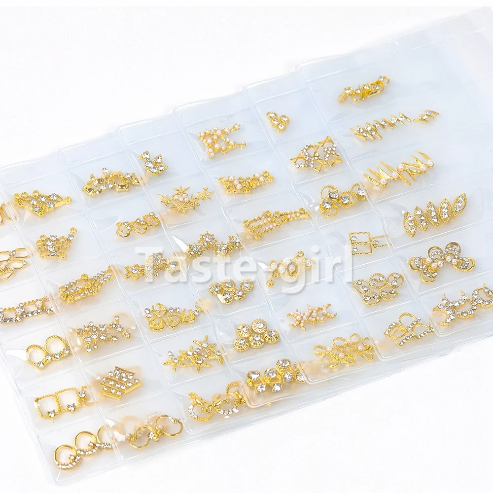1 Упаковка 30 ШТУК золотых сплавных украшений для ногтей, страз, шармов, ювелирных изделий, аксессуаров для ногтей, материалов для маникюра и инструментов RS on.