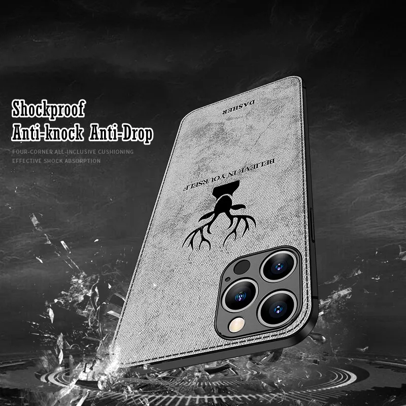 

Fashion Cloth Case For iPhone XR X XR Xs Max 11 Pro Max 12 Mini SE 2020 6 6s Plus 7 8 Build-in Magnet iron Cover Deer Cat Shell