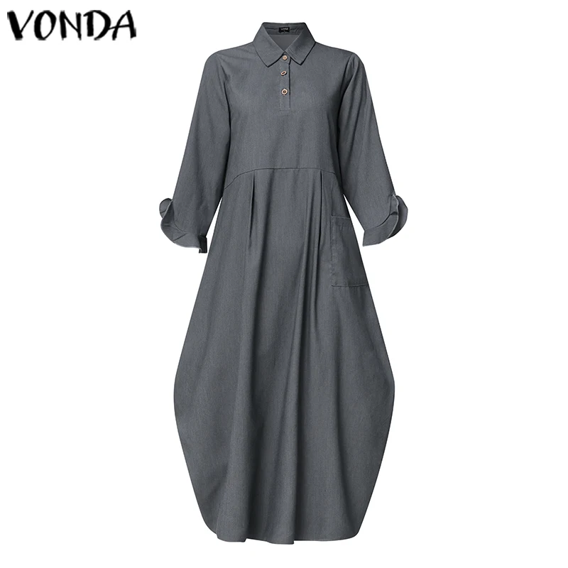 VONDA 2021 беременности и родам платья Повседневное свободные с длинным рукавом