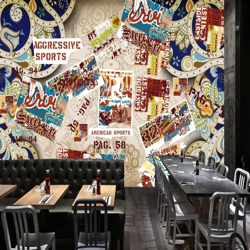 

Dropship Custom Mural Retro European American European TV Backdrop Mural Restaurant Bedroom Studio Custom High Quality Wallpaper