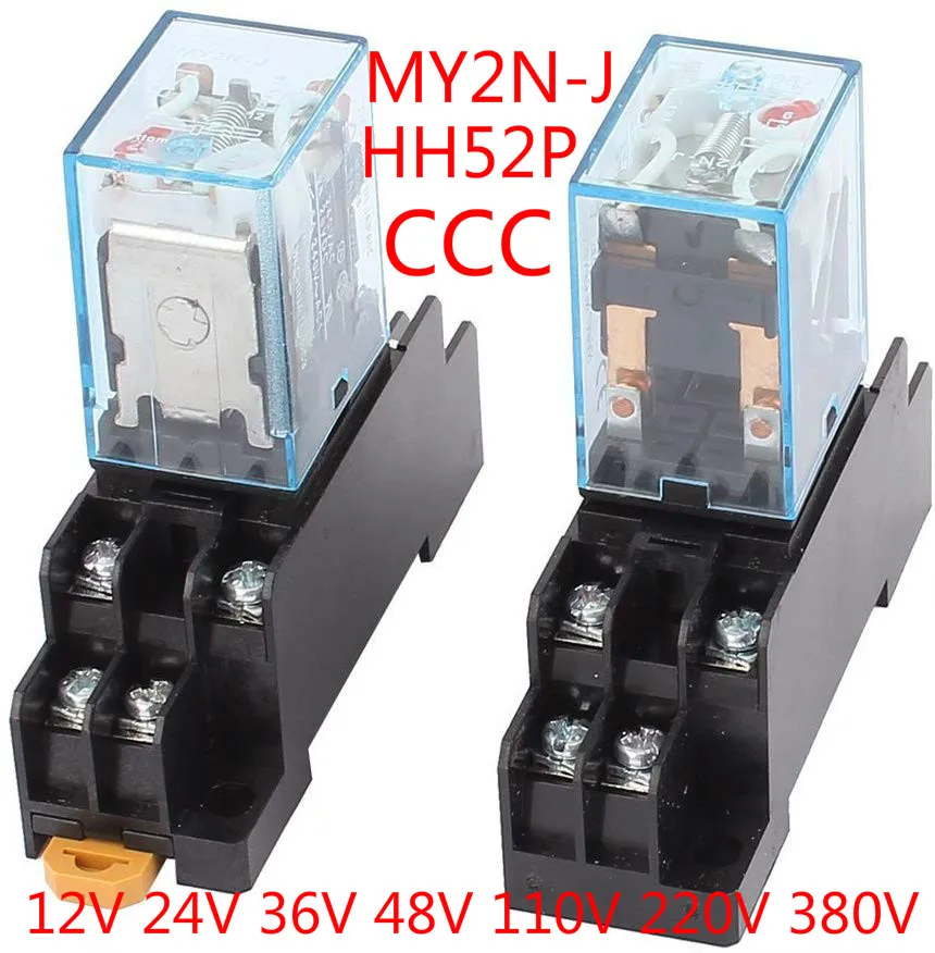 1 шт. HH52P MY2N J DC12V 24V AC220V Катушка 8P DPDT электромагнитное реле питания с гнездом|power
