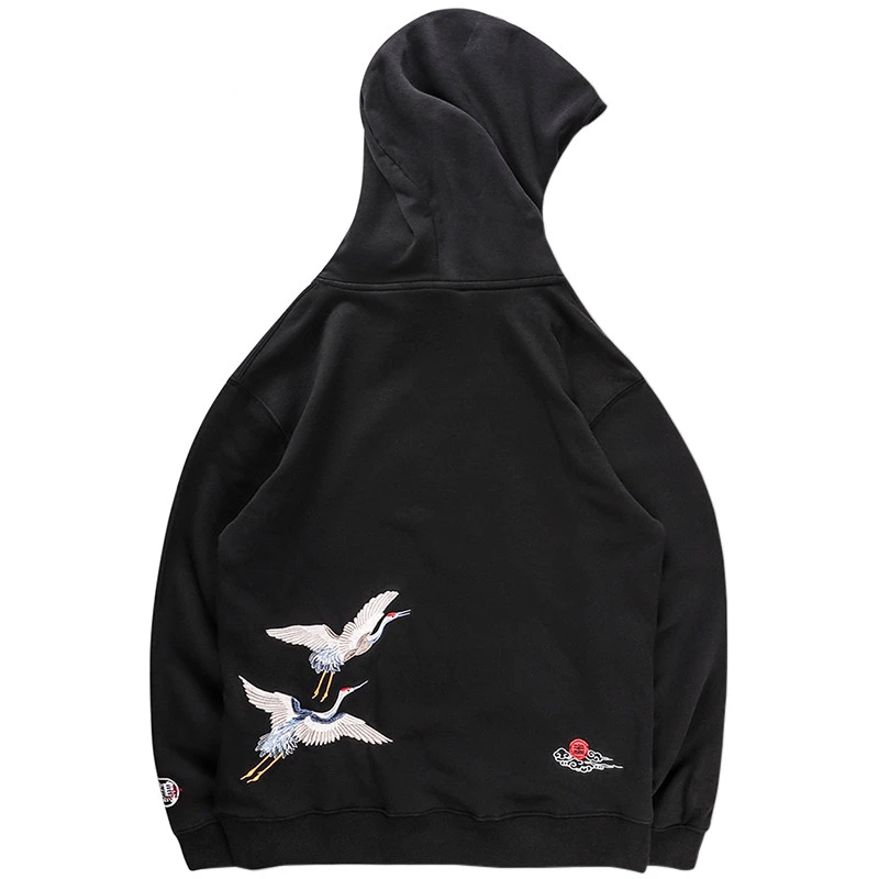 Мужская толстовка с капюшоном в стиле хип хоп вышивкой Cran Японская уличная