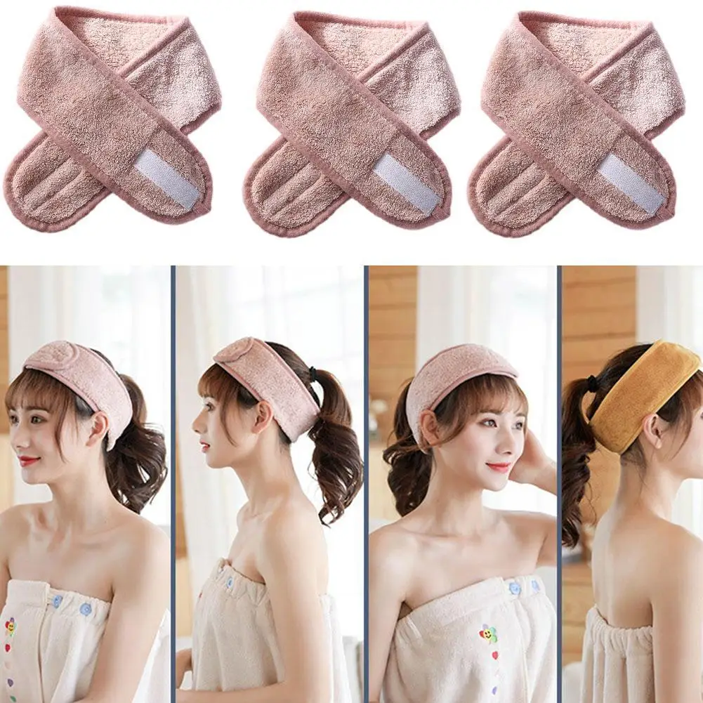 

Elastic Adjustable Towel Wrap Head Band For Make Up Spa Headband Self-Adhesive Hair Headband Hood Sweat-absorbent Face Wash E0X5