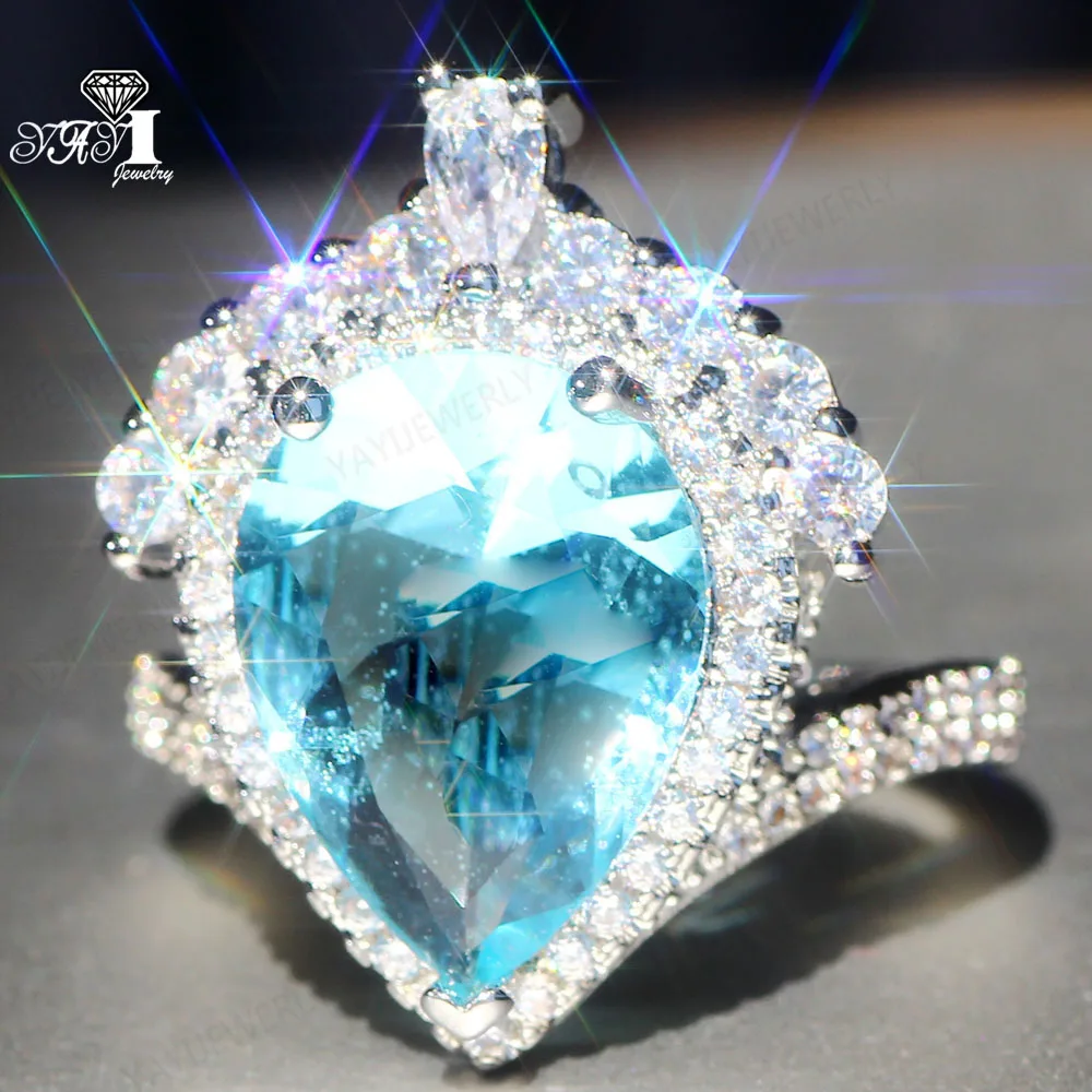 Ювелирные изделия YaYI огранка Принцесса 8.9CT Синий Циркон серьги из серебра