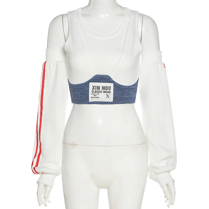 

Spring Tank Tops Sexy Crop Vest Solid Color Harajuku Korean Female Off Shoulder Knitted White Summer Women Tops With Half Sleeve