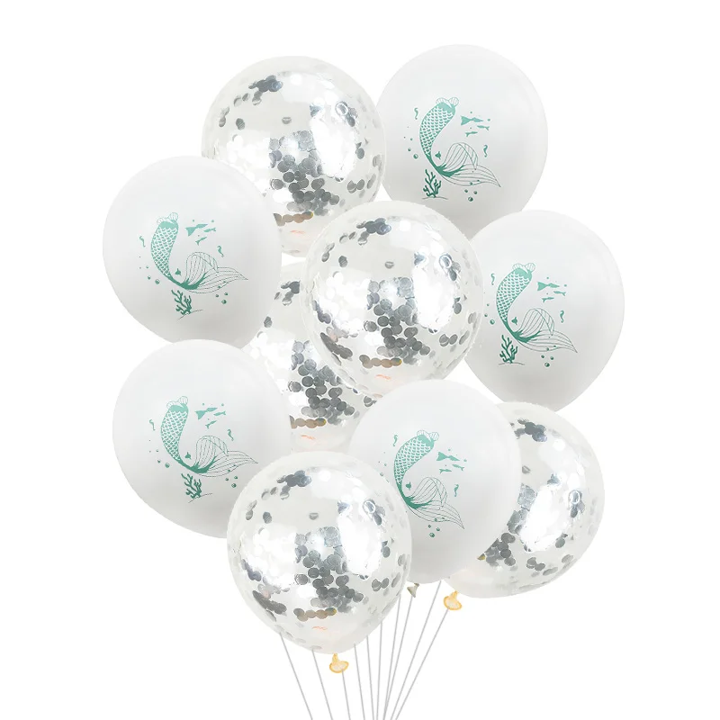 10pcs Mermaid Balloons Multicolor Confetti Balloon latex 12inch Wedding Ballons Birthday Party Decoration Baby shower Supplies