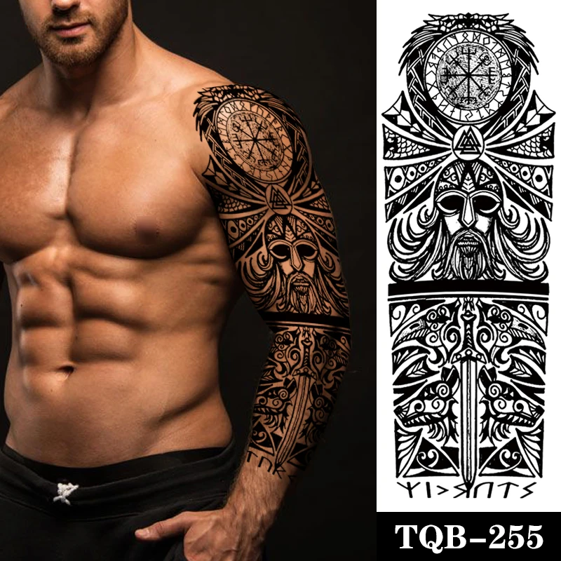 

Waterproof Temporary Tattoo Sticker Maya Totem Geometric Full Arm Large Size Sleeve Tatoo Fake Tatto Flash Tattoos for Men Women