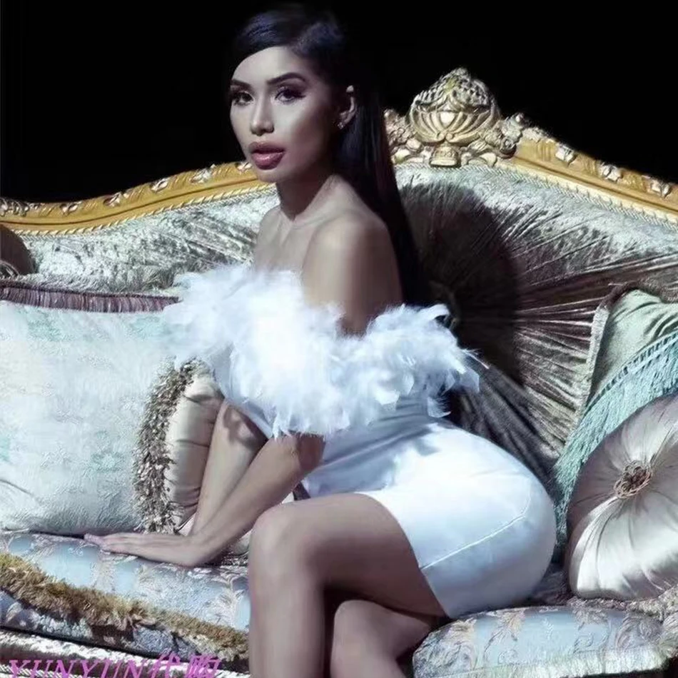 Adyce 2019 новое летнее женское Бандажное платье с перьями сексуальное короткий