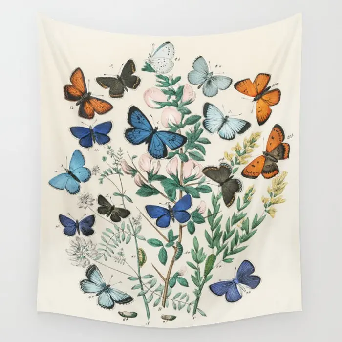 

Бабочка растение цветок литограф гобелен фон настенное покрытие домашнее украшение одеяло спальни настенные гобелены
