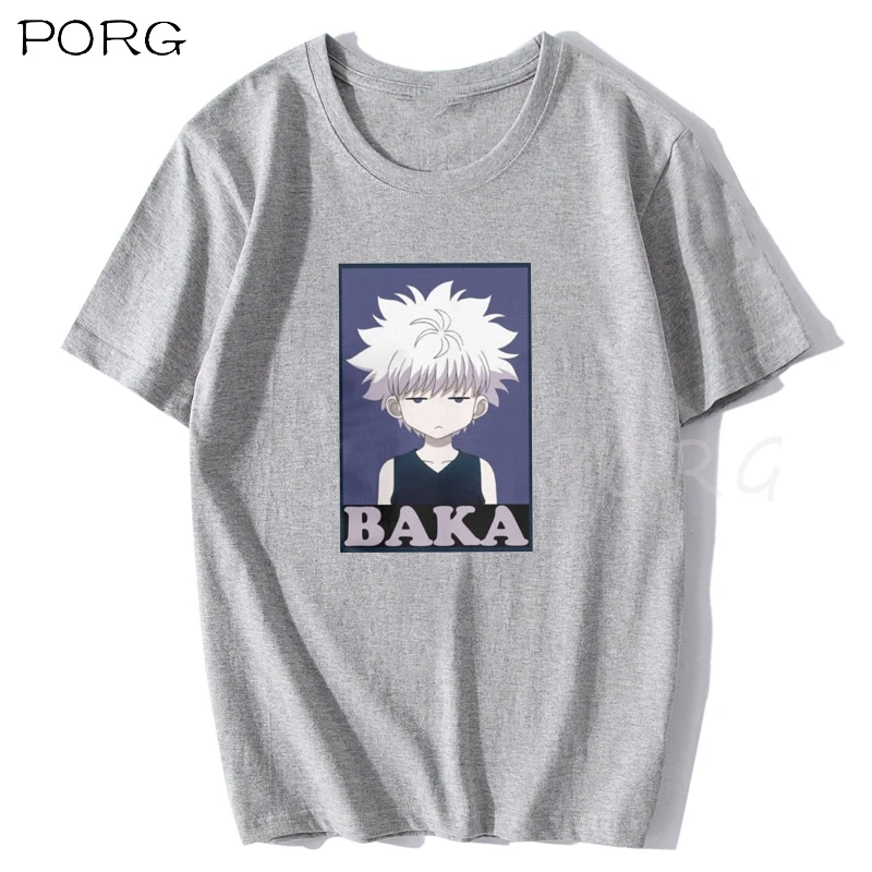 Классические комиксные футболки Hunter X Killua Zoldyck Baka с круглым вырезом и коротким