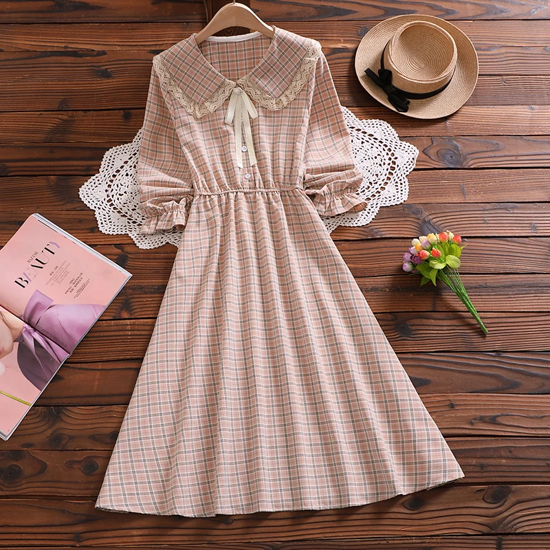 Осеннее Новое приталенное платье в стиле девушки Мори с длинным рукавом | Женская