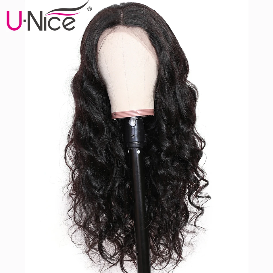 Natural Color Волосы UNICE, 13*4/6, фронта шнурка, человеческие волосы, парик, предварительно выщипанные с детскими волосами, бразильские волосы Remy, волнистые волосы, глубокая часть, 360, парик на фронте шнурка - Цвет: Natural Color